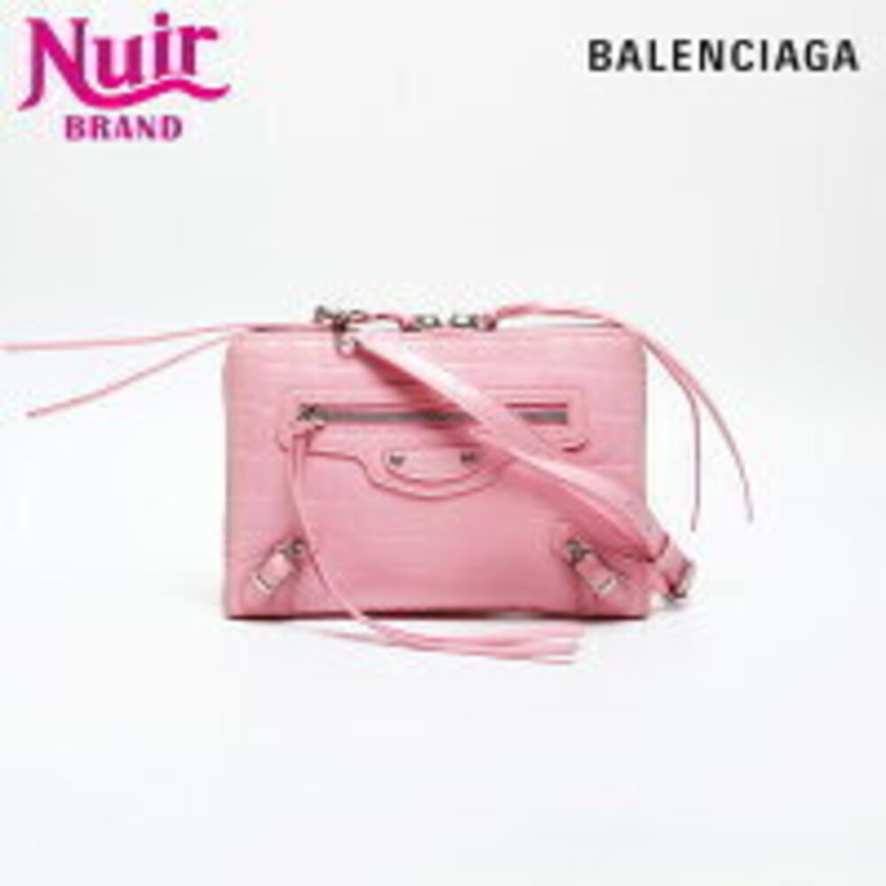 Balenciaga Neo City Shoulder Bag Embossed Leather Pink